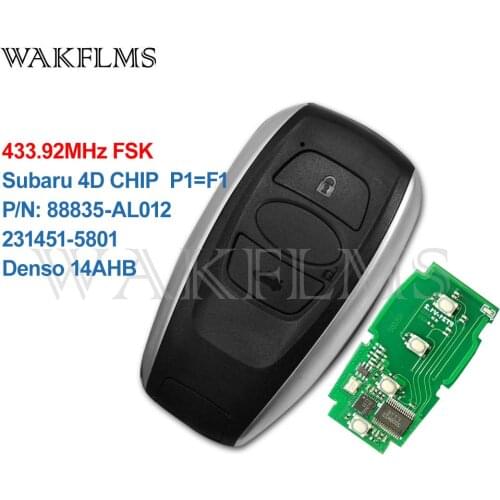 14AHB For Subaru Forester Legacy Impreza XV BRZ WRX 2011 2012 2013 2014 2015 2016 2017 433MHz 4D Chip Keyless Entry Smart Key