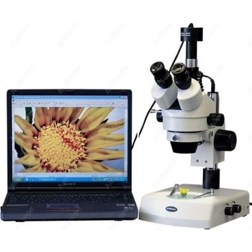 Stereo Zoom Microscope--AmScope Supplies 3.5X-90X Stereo Zoom Microscope w Dual Halogen Lights + Digital Camera SM-2TZ-P
