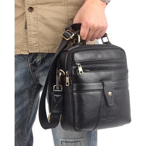 100% Genuine Leather One Shoulder Bag Men Crossbody Messenger Bags Famous Business Natural Skin First Layer Cowhide Tote Handbag