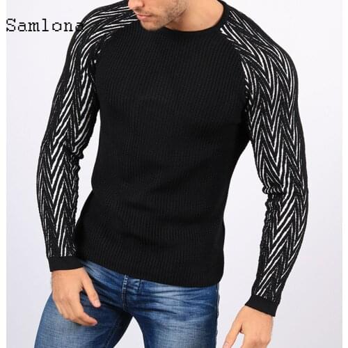 2021 Spring Autumn Round Neck Sweater Patchwork Top Pullovers masculinas pull homme ropa Casual Knitted Sweater Mens Clothing