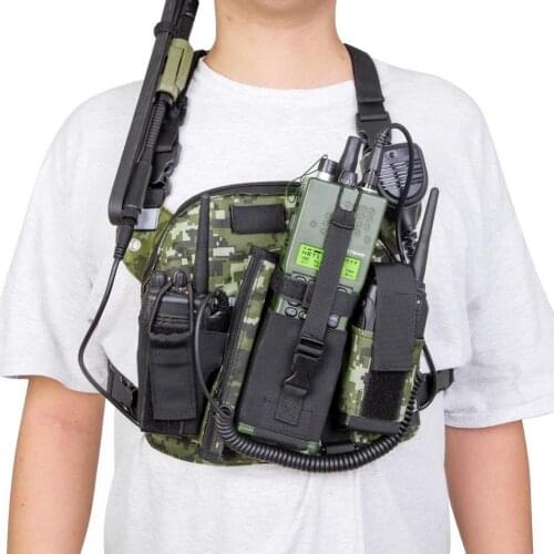 Universal Radio Chest Bag Camouflage Chest Harness Front Pack Portable Pouch with Storage Pockets Vest Rig Perfect for Baofeng U