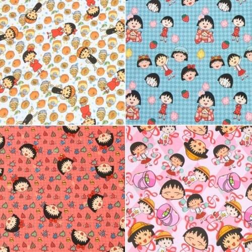 Japanese Cartoon Maruko Printed Cotton Fabric By The Yard For Sewing Kids Clothes Hometextile Cushion DIY Needlework Material
