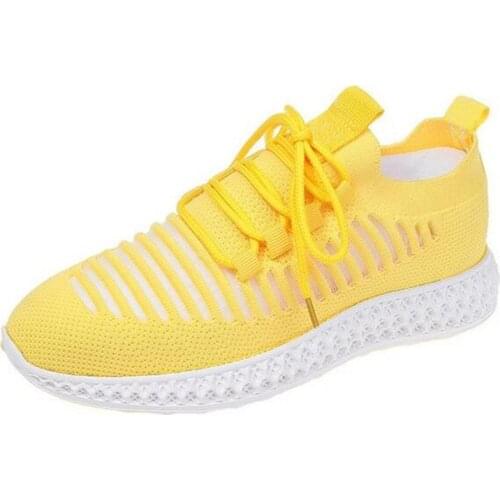 New style womens plus size shoes fashion mesh fly woven breathable light and comfortable all-match casual shoes womens shoes