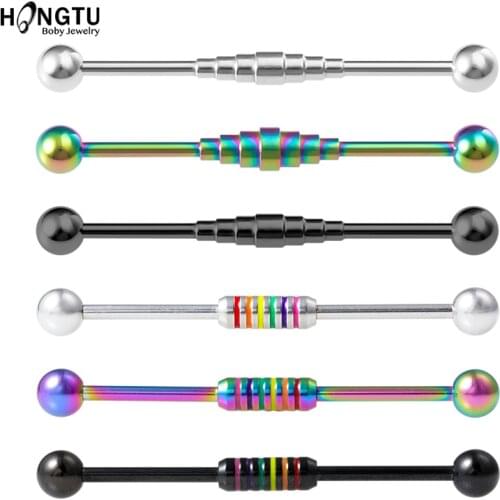 1PC New Surgical Steel Industrial Barbell Earrings Bar 14G Industrial Piercing Jewelry Ear Scaffold Cartilage Piercing Jewelry