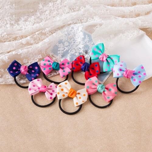10Pcs/Lot Mini Hair Rope Cute Ribbon Bow Baby Girl Elastic Hair Rubber Bands Ring for Children Hair Ties Scrunchies Ornaments