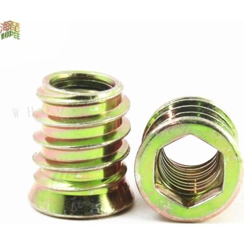 10pcs M6 M8 M10 Steel Metal Hexagon Hex Socket Drive Head Embedded Insert Nut E-Nut for Wood Furniture Inside and Outside Thread