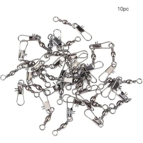 10pcs Ball Bearing Swivel Connectors Multi-function Fishing Swivels Interlock Rolling Swivel w/ Hooked Snap Fish Hook Connector