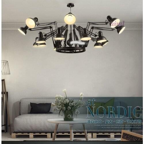 2019 store office chandelier bar and restaurant industry creative personality spider telescopic Iron Chandelier 110-240
