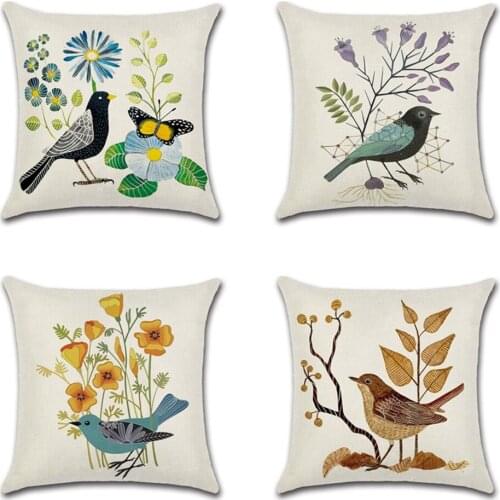 45x45cm Classical Flowers and birds Cushion Cover Plant Flower Pillow Case Home Decorative Hand-drawn Pattern Pillows Cover