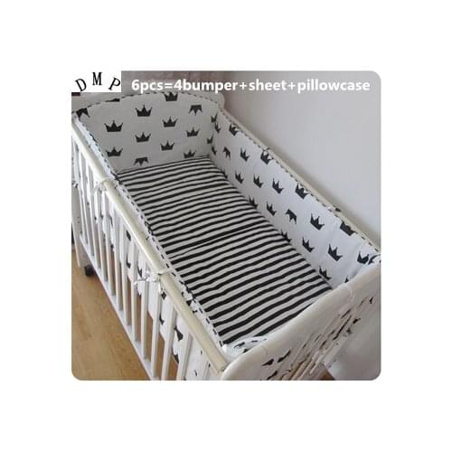 Promotion! 6PCS baby bedding baby crib set cribs for baby bedding bumper juego de cama (4bumpers+sheet+pillow cover)