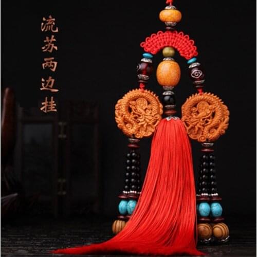 Car pendant double-sided dragon high-grade mahogany car pendant ornaments carved car hanging fashion pendant