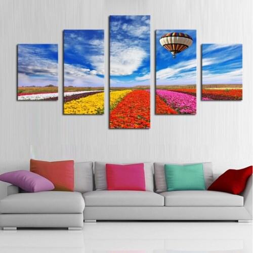 Unframed 5 Panels Modern Colorful Flowers HD Picture Canvas Print Painting Wall Art For Wall Decor Home Decoration