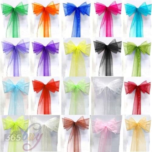 [ Fly Eagle ] 100PCS Organza Chair Sashes Bow Wedding Party Cover Banquet cover sashes
