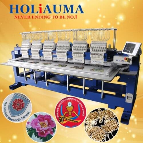 HOLiAUMA best sell 6 head embroidery machine 1200 spm high speed computerized industrial embroidery machine for cap/tshirt/flat