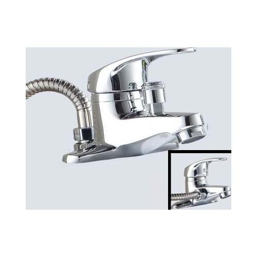 Dual hole brass basin faucet two ways water outlet (side or behind)