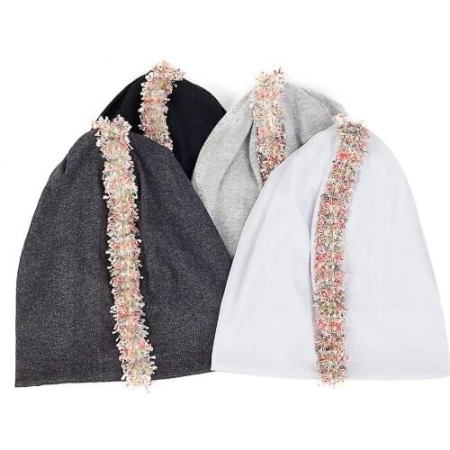 Fashion Men Women Cotton Colorful Tassel Stripe Beanie Unisex Rainbow Lace Solid Color Hat Elastic Skullies Cap Casual Hats