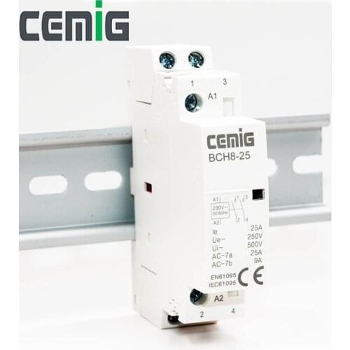 Cemig 2P 230V 50/60Hz 25A Din Rail Household AC Modular Contactor 2NO, 2NC,1NO+1NC