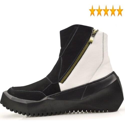 New Korean Style Fashion Winter Brand Top Quality Genuine Leather Mens Boots Male Shoes Zipper Round Toe Footwear Vintage Black