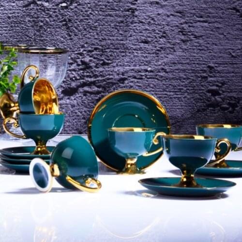 Green Black Coffee Set of 6 Blue 90 ml Coffee Cups Tea coffee Set Mom and Dad Gift New House Gift Espresso Coffee Accessories