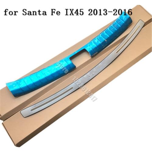For Hyundai Santa Fe IX45 2013-2016 accessories car Rear Bumper Protector Sill Trunk Tread Plate Trim Car styling