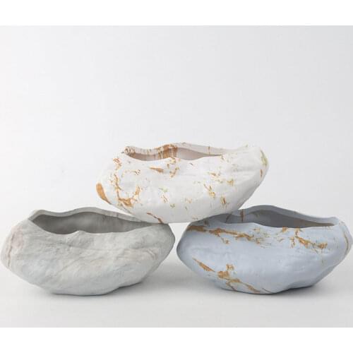 Nordic Water Transfer Imitation Stone Ceramic Succulent Flower Pot Creative Gardening Succulent Green Plant Potted Home Decor