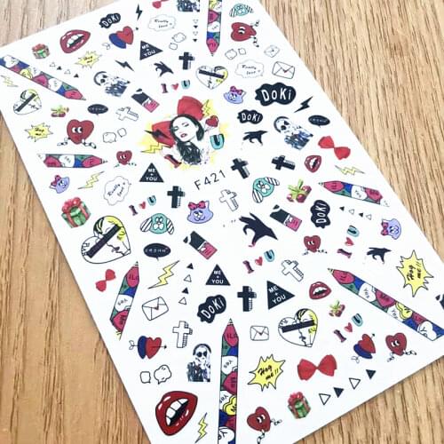 Newest F-421 nail sticker decal stamping back gule DIY nail decoration accessory