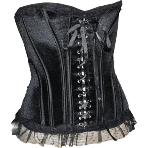 Sexy Black Womens Corset Polyester Lace Corset Gothic Style Corset Victoria Plus Size S-2XL