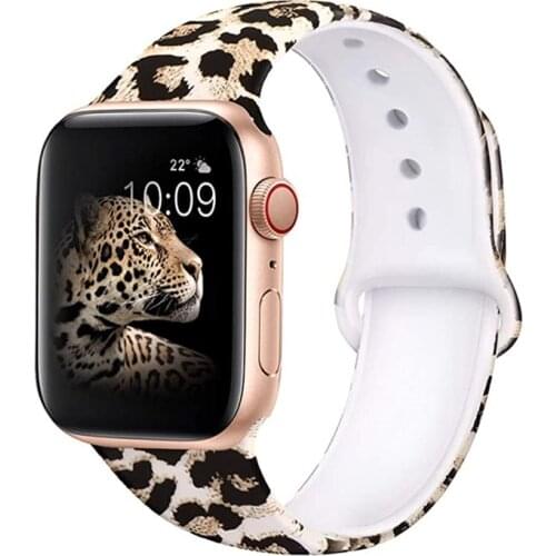 Leopard printing silicone strap for apple watch band 42mm 38mm 44mm 40mm bracelet belt for iwatch series 6 5 4 3 SE accessories