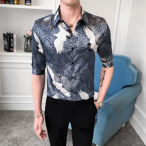 Summer New Luxury Print Shirts Man Slim Fit Casual Shirt Mannelijke Formele Dress Shirts Streetwear Club Party Chemise Homme