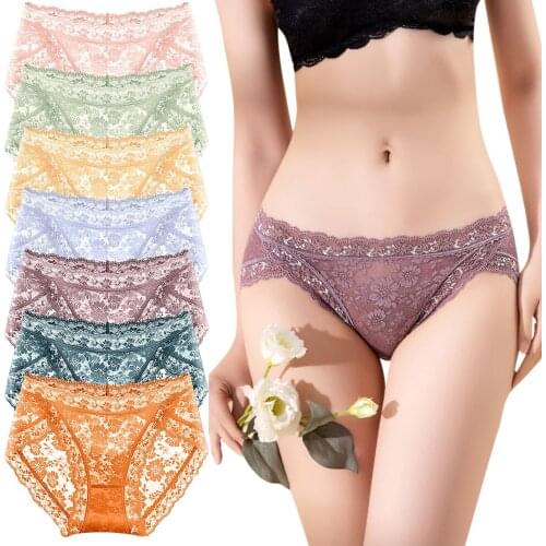 Sexy Lingerie Womens Underwear Flower Lace Panties Sexy Low Waist Seamless Briefs Female Underpants Lenceria Sensual Mujer XL