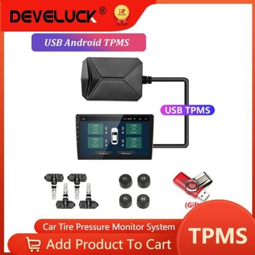 USB Android TPMS Tire Pressure Monitoring System 5V Internal External For Android Navigation Car Radio Display TPMS Alarm System