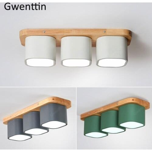 Nordic Modern Iron Wood Ceiling Light Fixtures Led Wooden Ceiling Lamp for Living Room Bedroom Stair Indoor Luminaire Home Decor