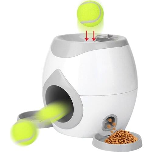 Dog Tennis Food Reward Machine with Pet Ball Thrower Slow Toys Among Feeder Toy Interactive Suitable For Cats Dogs