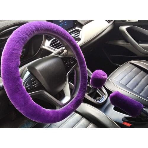 Universal 38cm Car Steering Wheel Cover Gearshift Handbrake Cover Protector Decoration Warm Super Thick Plush Collar Soft Fur