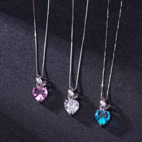 Heart Shaped Crystal Pendant Necklace For Women 45 CM Long Chain Neck Jewelry Accessories Female Party Gifts Rhinestone Jewelry
