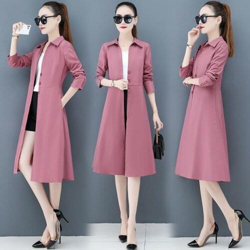 Spring Thin Windbreaker Dress Womens Middle Long 2021 Spring And Autumn New Large Temperament Long Waist Jacket