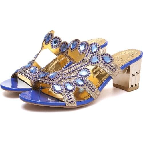 High Quality Summer Patent Leather Open Toe Womens Slippers Sandals Women Sexy Dress Shoes Female Outdoor High Heels Party Shoe