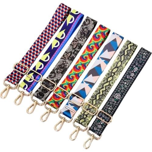 Adjustable Handbags Tape vintage Ethnic colorful wide Shoulder strap single-shoulder bag Handbag Belt Strap DIY cloth handle