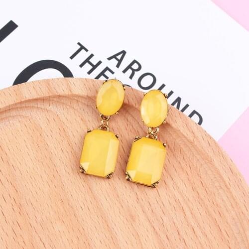 LUBOV Multicolor Square Candy Drop Earrings Pendant Fashion Jewelry for Women 2018 New Fashion Christmas Party Wedding Earrings