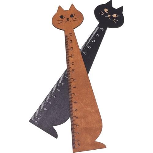 1pcs Wooden Ruler Cat-shaped 15cm School Student Supplies Cute Creative Ctationery Girl Kawaii
