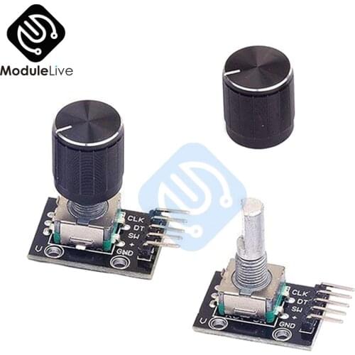1PC KY-040 360 Degree Rotary Encoder Module For Arduino Board Brick Switch With Pin With Half Shaft Hole Caps Knob