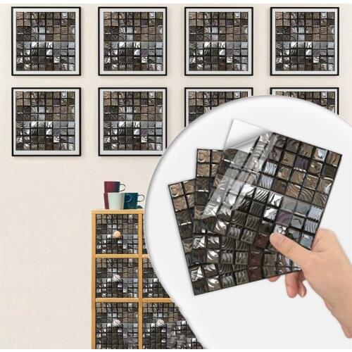 10pcs Mosaic Hard Tile Wall Sticker Flat Printed 2d Transfers Cover for Kitchen Bathroom Wallpaper PVC Peel & Stick Art Decals