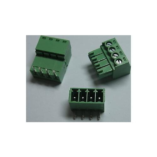 150 pcs Screw Terminal Block Connector 3.81mm Angle 4 pin Green Pluggable Type