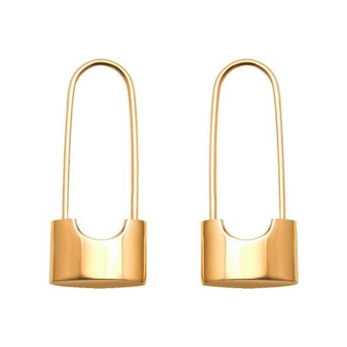 2021 New Fashion Trendy Golden Lock Pendant Hoop Earrings High Quality Anti-allergic Stainless Steel Women Earrings Fine Jewelry