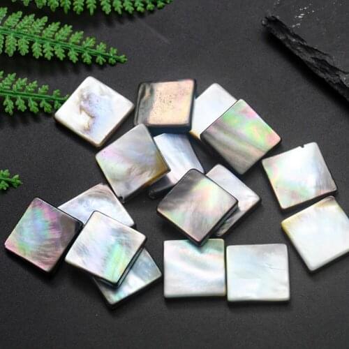 5PCS Natural Square Shell Connector Beads Charms Pendant Black Mother of Pearl Seashell for Jewelry Making DIY Necklace Bracelet