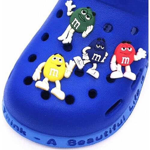 50PCS M&M Peanut Chocolate Beans Shoes Charm Embellishment Backapck Diy Wristbands Shoe Decoration Croc Jibz Party Gift