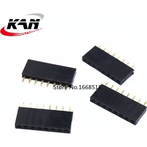 50 pcs Straight Header Strip Socket Connector 8Pin Pitch 2.54mm 1*8P Female Single Row 1*8 Pin Needle