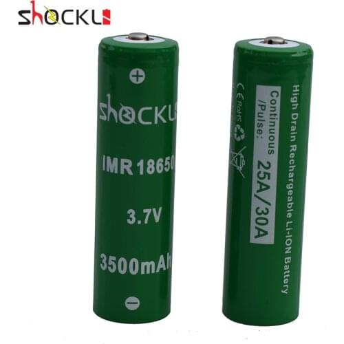 2pcs/lot Shockli 18650 battery 3.7V 3500mAh rechargeable battery 18650 Li-ion bateria 30A button top for high power flashlights