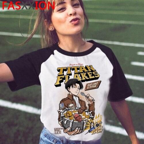 Anime Titan Attack Attack on Titan Shingeki No Kyojin t-shirt summer top male plus size kawaii clothes white t shirt