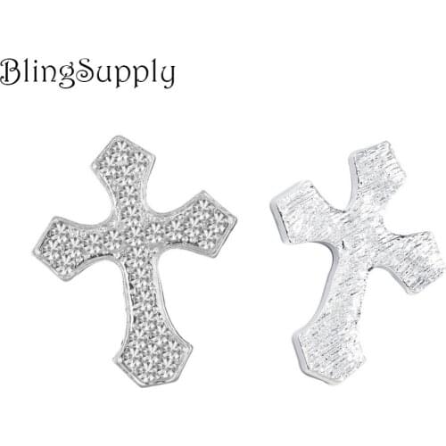 Free shipping 27*22mm rhinestone cross button 10PCS can choose colors (BTN-5496)
